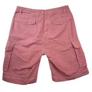 Nautica Co Mens Red Wh Gingham Cargo Shorts Cotton 36 preppy coastal gorpcore